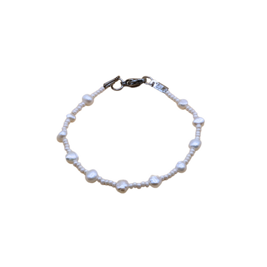 Freshwater Pearl armband Silver