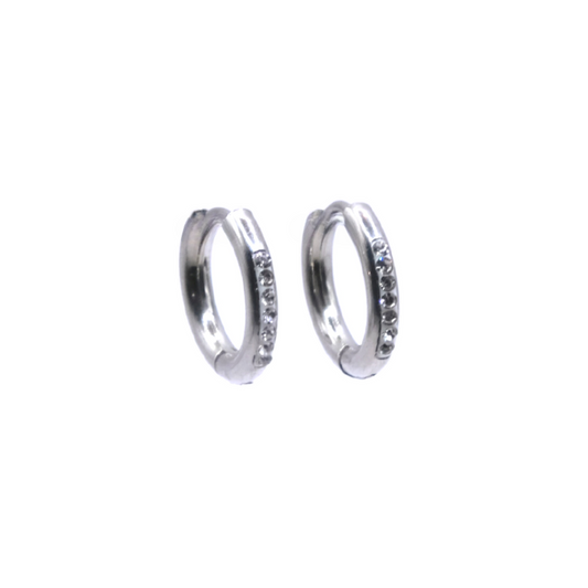 Rhinestone Hoops Silver